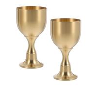 TOGEVAL 2pcs Vintage Brass Goblets Mini Gold Wine Chalice Cups Medieval Charm, Decorative and Practical Whiskey Glasses for Party and Housewarmings
