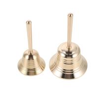 TOGEVAL 2pcs Vintage Brass Hand Bell with Hammer Solid Brass Small Bell for School Pet and Outdoor Use Easy Operation Multi-scenario Adaptability for Teachers and Dinner