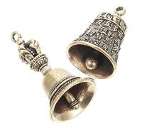 TOGEVAL 2Pcs Vintage Chinese Brass Bell Charms Pendant for Key Chain Bag Phone Case Decoration Multipurpose Hanging Bells for Backpack Handbag Home Ornament with Peaceful Design