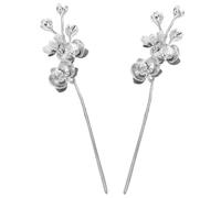 TOGEVAL 2pcs Vintage Chinese Hairpin Stick with Brushed Orchid Design Floral Hair Chopsticks for Hanfu Weddings and Traditional Headdress Elegant Accessories for Women