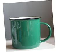 TOGEVAL 2pcs Vintage Enamel Mug Retro Water Cups for Home and Office Easy to Clean Sturdy Enamel Material Friends Green and Red Color