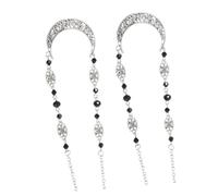TOGEVAL 2Pcs Vintage Forehead Chain Moon Star Hair Accessories for Women with Crystal Black Stones Chic Headpiece for Wedding Daily Wear Bridal Hair Jewellery