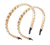 TOGEVAL 2pcs Vintage Metal Chain Headband for Women Golden Party Hair Jewelry Fashionable Large Small Hair Hoop Accessories for Weddings Birthdays and Costume Events