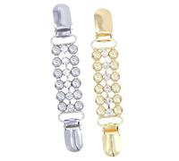 TOGEVAL 2Pcs Vintage Rhinestone Cardigan Clips Set with White and Gold Sweater Clasps, Retro Clothes Buckles for Women’S Knitwear and Scarf Accessories