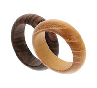 TOGEVAL 2pcs Vintage Wooden Finger Rings Creative Crafts Ring for Women and Men Simple Classic Design and Goldenwood Handmade Ornaments Unique Rustic Jewelry Accessories