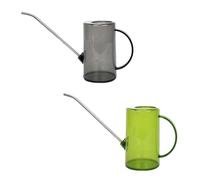 TOGEVAL 2Pcs Watering Can with Long Spout Transparent Black Green Plastic and Stainless Steel Watering Pot with Measurement Scale for Indoor and Outdoor Plants for Houseplants and Desk