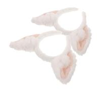 TOGEVAL 2pcs White Faux Fur Fox Ears Headband Soft Plush Animal Ears Accessory for Adults Cosplay Party Halloween Costume Fun Dress Up
