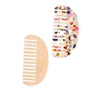 TOGEVAL 2pcs Wide Tooth Acetate Combs Anti-static Hair Detangler for Women French Side Styling Smooth Finish Frizz Reduction Minimalist Design for Travel and Daily Hair Care