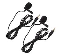 TOGEVAL 2pcs Wireless Lavalier Microphone for Laptop and Phone with 4-pole 3.5mm Plug, High Sensitivity Copper Clip-on Mic for Live Streaming and Online Courses, Portable and Lightweight