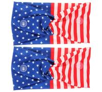 TOGEVAL 2PCS Women Printed Elastic Wide Milk Silk Headbands Blue White Red American Flag for Sports Workout Yoga Exercise