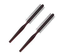TOGEVAL 2pcs Wooden Handle Round Hair Styling Brush Comb for Curling Volume Scalp Massaging Teeth Reduce Frizz Ergonomic Design for Smooth Curls and Healthy Hair Care