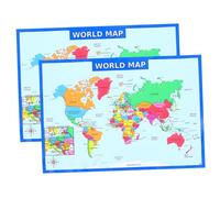 TOGEVAL 2Pcs World Map Poster Educational Wall Decor for Geography Learning Art for Classroom Nursery Home Schooling Vibrant Colors for Early Learning