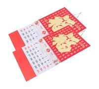 TOGEVAL 2pcs Year Horse Feng Shui Hanging Calendar Chinese Zodiac Wall Scroll with Vibrant Printing Annual Planner for Home Office Year Decoration