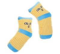 TOGEVAL 2pcs Yellow Cartoon Puppy Plush Sock with Squeakers, Bite-resistant Chew for Puppy Teething and Pet Self-entertainment