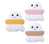 TOGEVAL 3 pcs Cute Dry and Wet Makeup Powder Puff for Face with Finger Strap Soft Mini Cosmetic Sponges in Pink Yellow Brown for Women