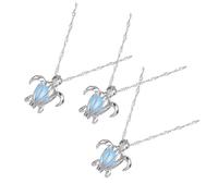 TOGEVAL 3 Pcs Luminous Turtle Necklace Pendant Set, Alloy Sea Turtle Charms with Glow-in-the-dark Beads, Women’s Jewelry for Birthday and Sleepover Party Accessories