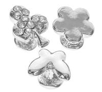 TOGEVAL 3 Pcs Silver Watch Strap Charms for 38mm Silicone Bands, Decorative Nails Set with Flower, Butterfly, and Three-leaf Designs, Smartwatch Accessories for Personalizing Bands