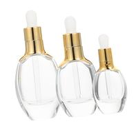 TOGEVAL 3 Sets Transparent Glass Dropper Bottles with Design for Essential Oils Perfume DIY Travel Portable and Easy Dosage Control