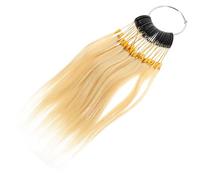 TOGEVAL 30pcs Human Hair Sample Rings Hair Dye Testing Strands Natural Blonde 9° for Salon and Dyeing Practice