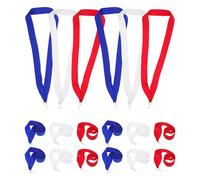 TOGEVAL 30pcs Medal Ribbons for Award Recognition Flat Lanyard Holder Snap Clips Striped Medal Lanyards for Competitions Student Awards Long