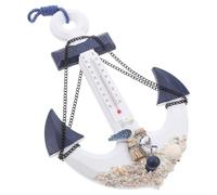 TOGEVAL 33cm Wooden Anchor Thermometer with Coat Hook Nautical Temperature Gauge Sea Themed Marine Style Wall Decor for Beach Room and Coastal Home