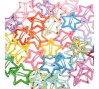 TOGEVAL 35 Pcs Star Hair Clips for Little Girls Lightweight Metal Snap Clips Assorted Colour Five-pointed Star Design Easy to Use Daily and Parties Hair Accessories Random Color