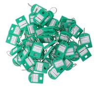 TOGEVAL 35Pcs Green Plastic Key Tags with Split Ring Key Identification Labels for Classification and Convenient Ring Accessories Hanging Labels for Office and Home Use