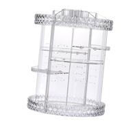 TOGEVAL 360degree Acrylic Makeup Holder Case Rotating Stand Display Shelves for Women Large Diamond Pattern Storage Box