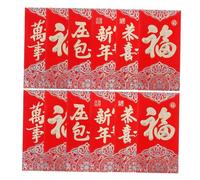 TOGEVAL 36pcs Chinese Year Red Packets with Foil Finish Traditional Red Money Envelopes for Weddings Birthdays Auspicious Symbols Blessing Messages for Lunar Festival Gift Giving