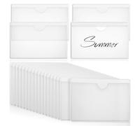 TOGEVAL 36pcs Self-Adhesive PVC Label Holders 6x10cm Horizontal Card Sleeves for Shelf Tags, Index Card Pockets, and Storage Bin Organization in Office and School Use