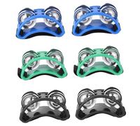 TOGEVAL 3pairs Foot Tambourine Black Tambourines Rhythm Percussion Bell Musical Instrument for Boys and Girls Adults Music Education