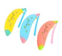 TOGEVAL 3Pcs Adorable Banana-Shaped Pencil Cases with Smooth Zipper Creative Silicone Pen Bags for Students Cute Fruit Design Organizers for Stationery Storage