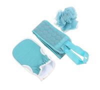 TOGEVAL 3pcs Bath Shower Gloves Set with Back Rub Towel and Bath Ball for Effective Dead Skin Removal, Long Straps for Back Cleaning, Suitable for Children