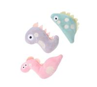 TOGEVAL 3pcs Cat Plush Toys Catnip Interactive Teaser Toys for Cats and Kittens Soft Pink Snake Gray Dinosaur for Playtime and Chewing