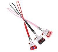 TOGEVAL 3Pcs Ceramic Fortune Cat Keychain Cute Phone Hanging Pendants Bag Ornaments Lightweight Japanese Style Lucky Maneki Neko Gifts for Home and Travel