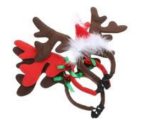TOGEVAL 3pcs Christmas Pet Headdress Deer Antlers Comfortable Dog Costume Accessories for Pets Festive Headband Green Bow Red Hat Red Antlers