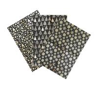 TOGEVAL 3pcs Christmas Wrapping Paper Snowflake Design Black and Gold Metallic Foil Xmas Tree Wrapping Paper Sheets for Christmas
