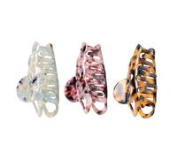 TOGEVAL 3pcs Claw Hair Clips for Women Non Slip Grip Decorative Clips for Thick Curly Straight Hair Vintage Design Deep Leopard Light Blue and Pink Colors