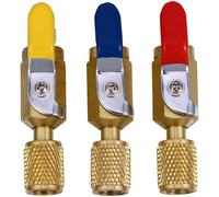 TOGEVAL 3pcs Compact Brass Refrigeration Ball Valve Shut Valve Straight HVAC Vacuum Pump Adapter for Refrigerant System R410
