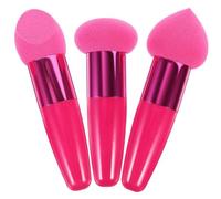 TOGEVAL 3pcs Concealer Makeup Sponges with Handle Wet Dry Foundation Blending Tools for Natural Finish Unique Curved Design Beauty Supplies for Travel and Daily Use