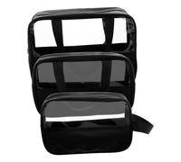 TOGEVAL 3pcs Cosmetic Bag Set Semi Transparent Splicing Design Large Capacity Travel Toiletry Organizer Portable Handcarry for Home Go