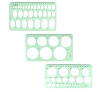 TOGEVAL 3pcs Drawing Templates Set for Students, Plastic Geometric Measuring Rulers in Light Green, Multi-Purpose Drafting Tools for School, Office, and Architecture Drawing