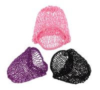 TOGEVAL 3pcs Elastic Mesh Crochet Hair Nets for Women Lightweight Breathable Bun Covers for Sleeping Styling and Maintaining Neat Hairstyles Handwoven Hair Wraps Purple