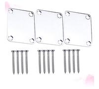 TOGEVAL 3pcs Electric Guitar Neck Plate Metal with Screws Ergonomic Design Easy to Use Silver Bass Guitar Neck Strength Connecting Board for Instrument Repair