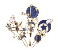 TOGEVAL 3pcs Girls Moon and Star Hair Clips Decorative Hollow Side Clips Unique Geometric Hair Colors Accessories for Boys and Girls and Women