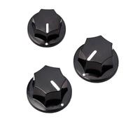 TOGEVAL 3pcs Guitar Accessories Plastic Volume Tone Control Knobs Vintage Black Skirted Design for Jazz Guitar with White Indicator Lines and Lightweight