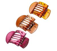 TOGEVAL 3pcs Hair Claw Clips for Women with Inner Teeth French-style Arch Design Strong Grip for Thick Fine Curly Hair Suitable for Weddings Parties Daily Use in Deep Coffee Brown Colors