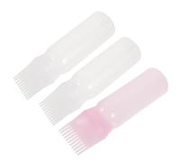 TOGEVAL 3pcs Hair Dye Bottle Applicator Comb Set 2 White and 1 Pink Bottles, Precise Hairdressing and Hair Coloring Tools for Salon and Barber Use
