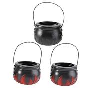 TOGEVAL 3pcs Halloween Candy Buckets with Flame Design Portable Storage Containers with Handles for Candy Pens and Party Decorations for Home Office Garden and Halloween Events