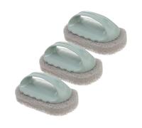 TOGEVAL 3pcs Household Cleaning Brush with Handle Multi-Functional Tub Scrubber for Bathroom and Kitchen Plastic and Scouring Pad Material Easy Grip and Anti-Slip Design Portable for Tough